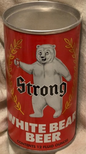 Strong white bear beer can - beer,